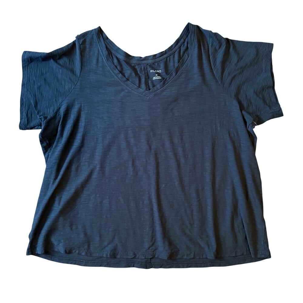 Pilcro Anthropologie Cotton Women's Black V Neck T Shirt Sz 3x Short Sleeve